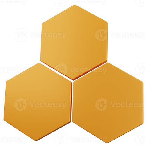 3d Rendering Three Hexagons Isolated 10331779 Png