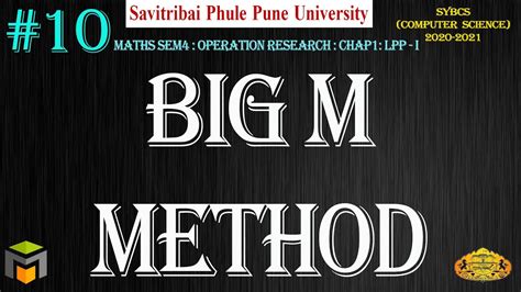 Simplex Method Big M Examples Operation Research Sm Sybcs