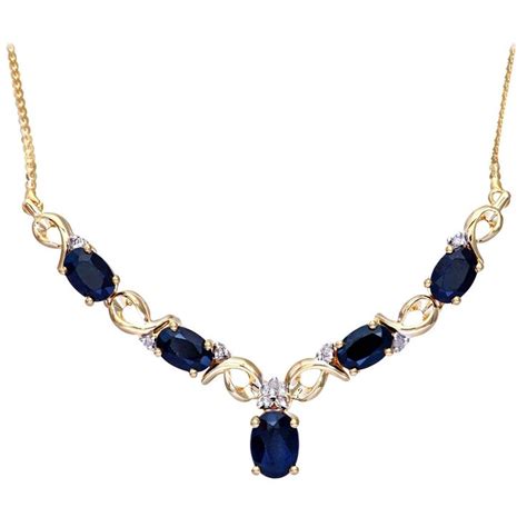 Naava Women S Diamond And Sapphire Ct Yellow Gold Necklace Of Length