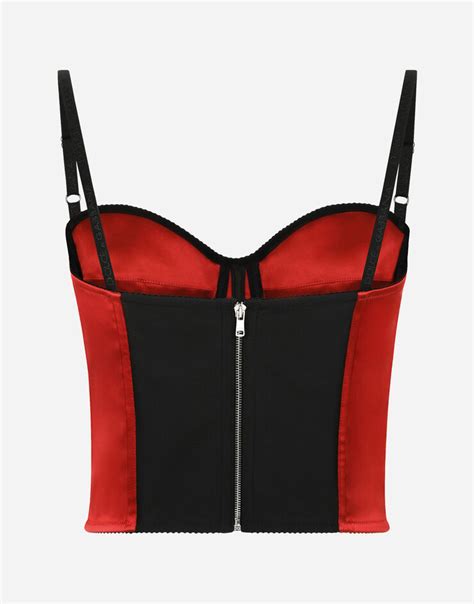 Satin Corset Top In Red For Women Dolceandgabbana®