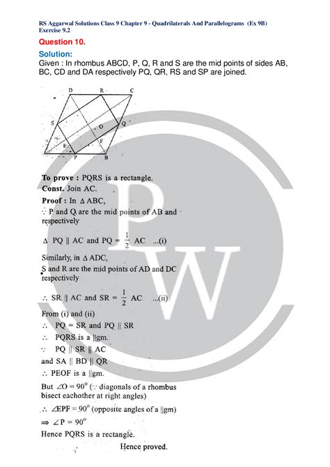 RS Aggarwal Solutions For Class 9 Maths Chapter 9 Ex 9B PW