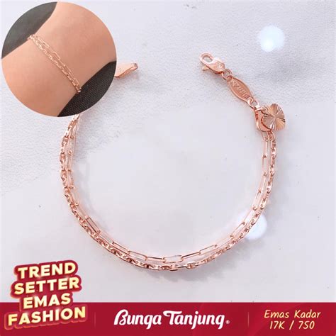 Jual Gelang Layer Herme Emas K Bunga Tanjung Gold Shopee