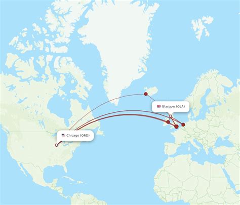 All Flight Routes From Glasgow To Chicago GLA To ORD Flight Routes