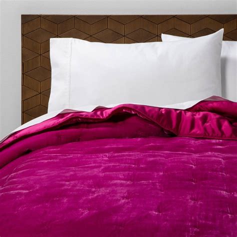 Full Queen Velvet Tufted Stitch Quilt Hot Pink Opalhouse™ Hot Pink