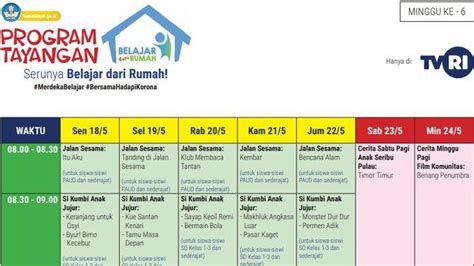 Jadwal Tvri Belajar Dari Rumah Selama Libur Lebaran Mulai Mei