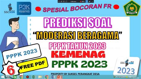 PREDIKSI TES PPPK 2023 II MODERASI BERAGAMA KEMENAG SESUAI KISI KISI