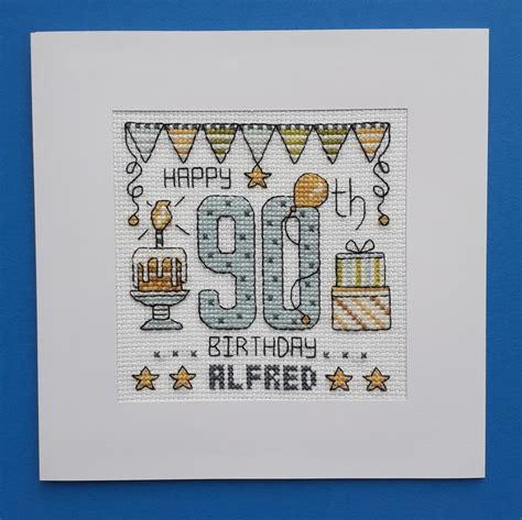 Happy Th Birthday Cross Stitch Card Kit Etsy Uk