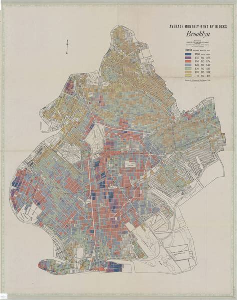 Average rent in Brooklyn by block in 1940 (left)... - Maps on the Web