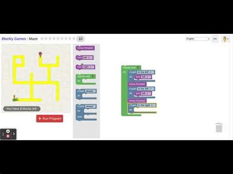 Blockly Games Maze Level Solution Youtube