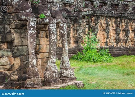 Terrace Of The Elephants Angkor Thom Siem Reap Cambodia Stock Photo