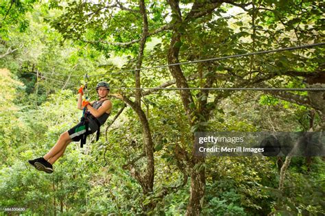 Nicaragua Volcan Mombacho Zipline Canopy Tour High Res Stock Photo