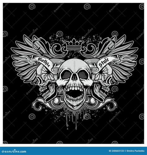 Grunge Skull Coat Of Arms Stock Vector Illustration Of Goat 240603133