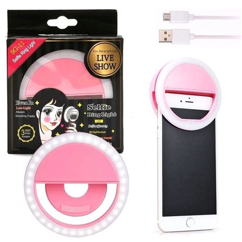 Luz Selfie Ring Light Clipe Anel Led Flash Celular Universal Rosa