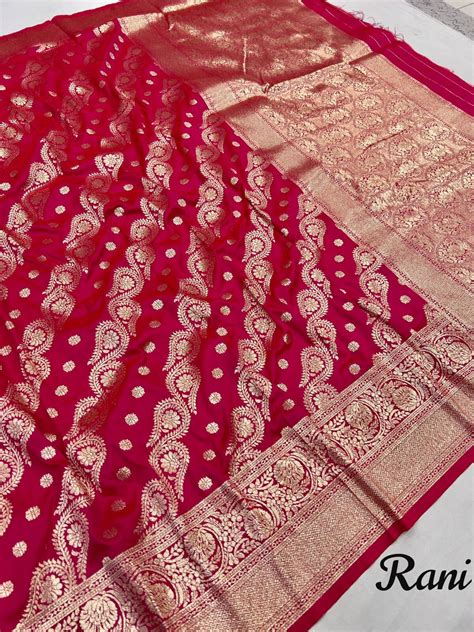 Indian Maroon Banarasi Silk Saree For Women Wedding Red Silk Etsy