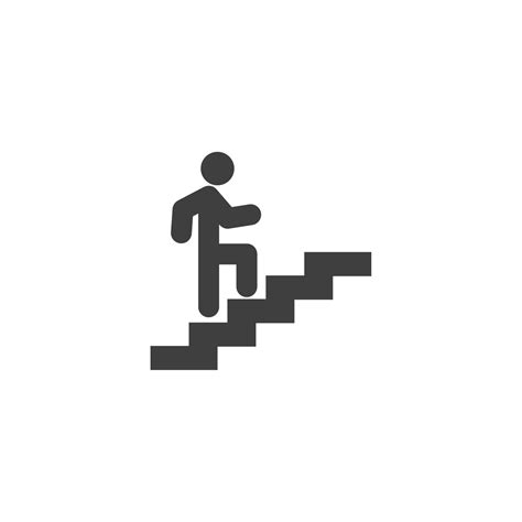 Vector Sign Of The Man On Stairs Going Up Symbol Is Isolated On A White