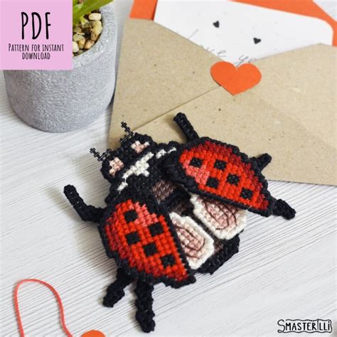 Diy Ladybug Cross Stitch Pattern Tutorial Pdf Plastic Canvas Project