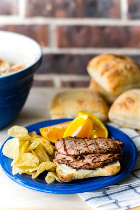 Grilled Pork Tenderloin Sandwiches With Balsamic Bell Pepper Coleslaw