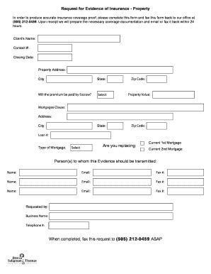 Request For Evidence Of Insurance Template Fill And Sign Printable