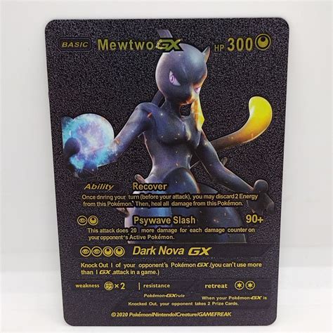 Mavin | Mewtwo GX Black Foil Fan Art Metal Card