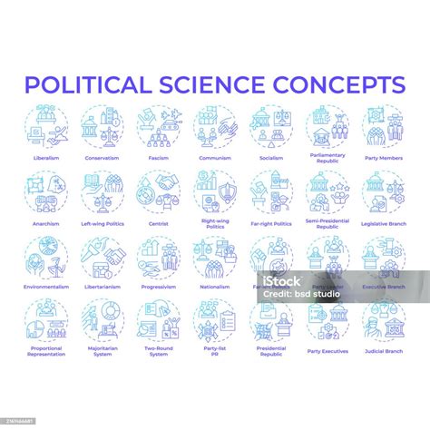 Political Science Blue Gradient Concept Icons Stock Illustration Download Image Now Abstract