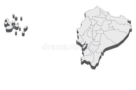 Mapa Ecuador En 3d 3d Con Bordes De Regiones Stock De Ilustración