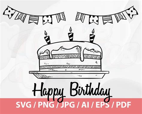 Happy Birthday Cake Svg Birthday Svg Birthday Party Svg Etsy