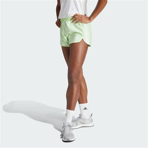 Adidas Pacer Training 3 Stripes Woven High Rise Shorts Green Adidas GH