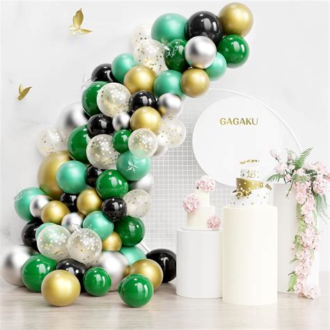 Amazon Pcs Green Gold Silver Black Party Balloons Garland Arch