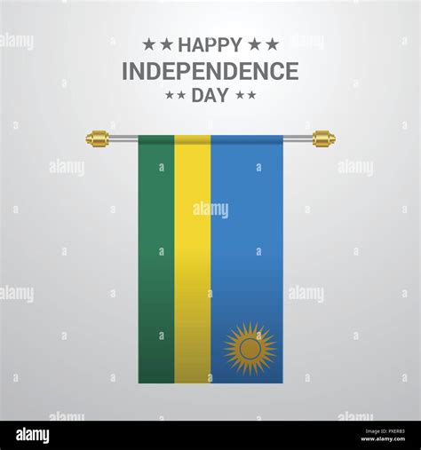 Rwanda Independence Day Hanging Flag Background Stock Vector Image