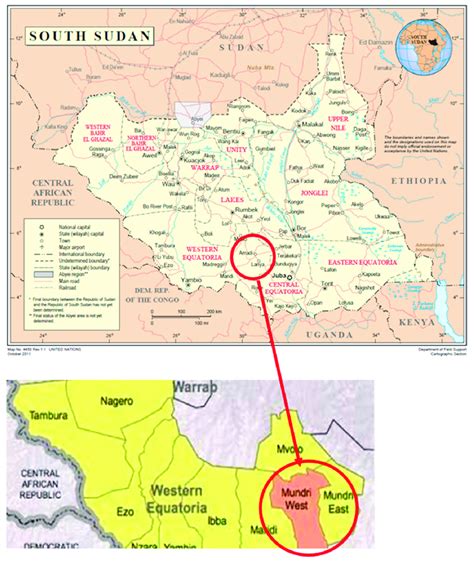 Map Of South Sudan And Map Of Western Equatoria State With Mundri West