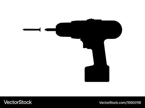 Electric Screwdriver Black Silhouette Royalty Free Vector