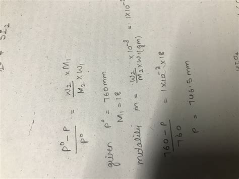 D. The vapour pressure of pure water is 760 mm 25°C. The vapour ...