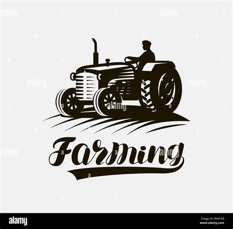 Farming Agriculture Logo Or Label American Retro Farm Tractor Icon