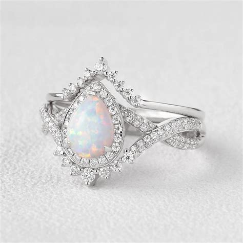 Rose Gold Opal Wedding Rings