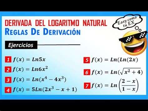 Derivada Del Logaritmo Natural Neperiano Youtube