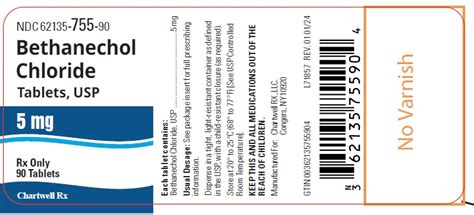 Bethanechol Chloride Tablets Usp 5 Mg 10 Mg 25 Mg And 50 Mg