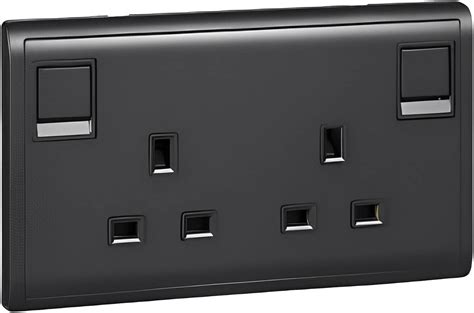 Schneider Electric Pieno 13a 250v 2 Gang Switched Socket Matt Black Sche82t25mbg1 Buy Best