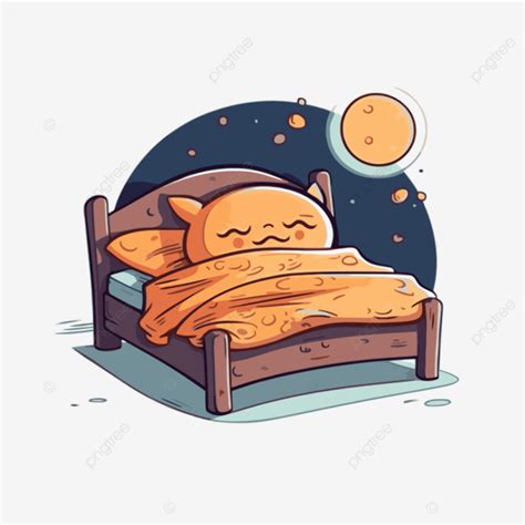 Gato Dos Desenhos Animados Clipart Dorminhoco Dormindo Na Cama Vetor