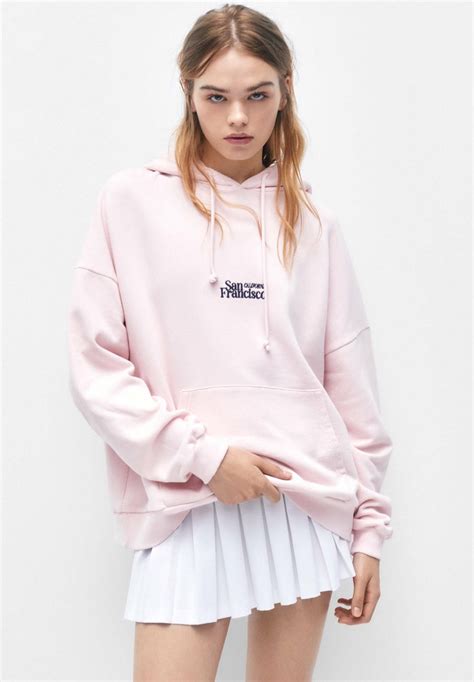 Pullandbear Printed Hoodie Pinkdonkerroze Zalandonl