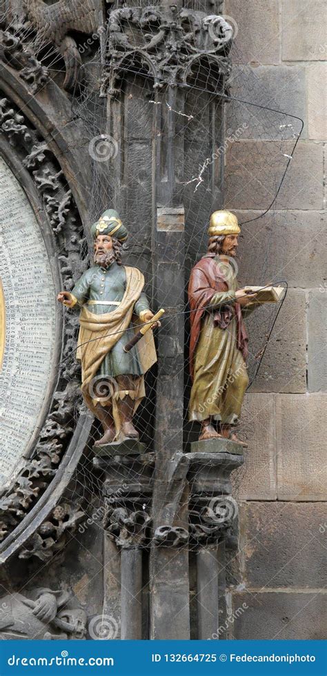 Old Figures of Astronomical Clock in Prague the Capital of the C Stock ...