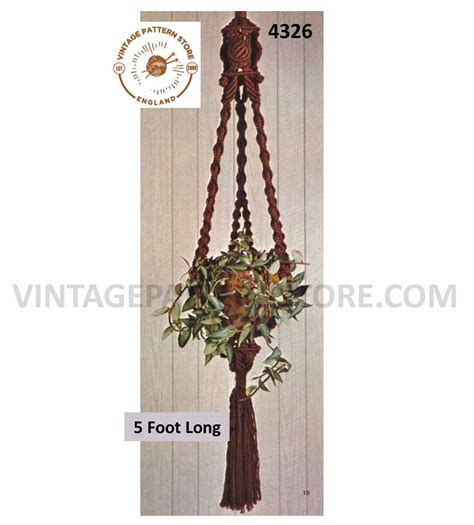 70s Vintage Macrame Plant Hanger Pdf Macrame Pattern 70s Vintage Retro Indoor Garden Gardening