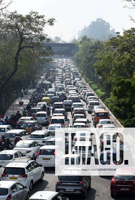 Noida India March 14 Heavy Traffic Jam Was Seen On Noida Greater