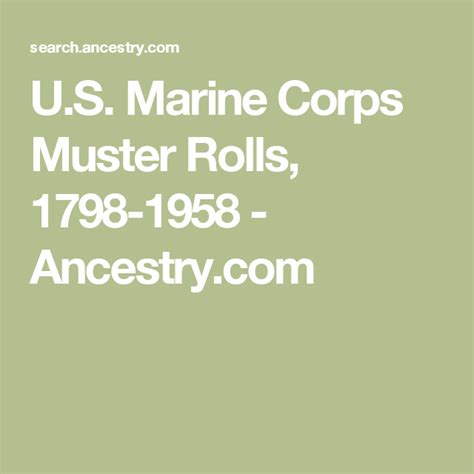 Us Marine Corps Muster Rolls 1798 1958 Ancestrycom