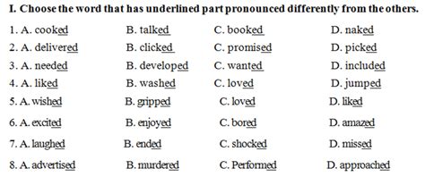 I Choose The Word That Has Underlined Part Pronounced Differently From