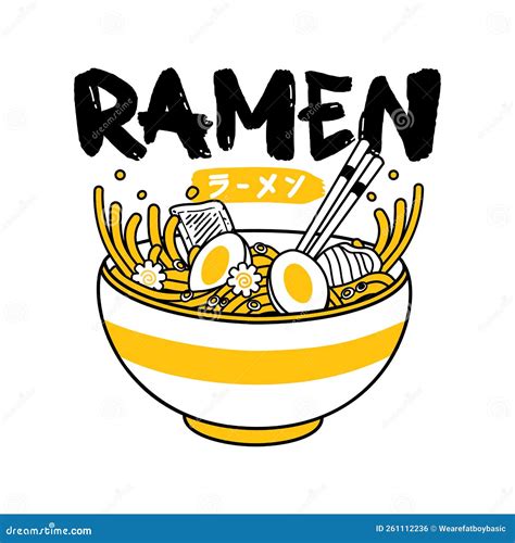 Ilustra O Do Vetor Ramen Noodles Na Tigela E Chopstick Estilo