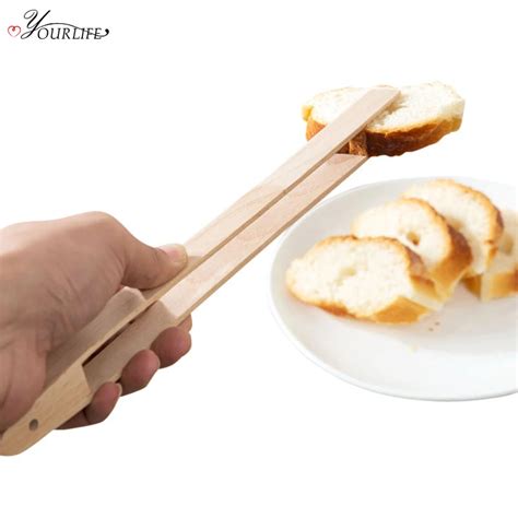 OYOURLIFE 1pc Kitchen Wooden Food Tongs Cooking Utensils Non Slip Bread ...