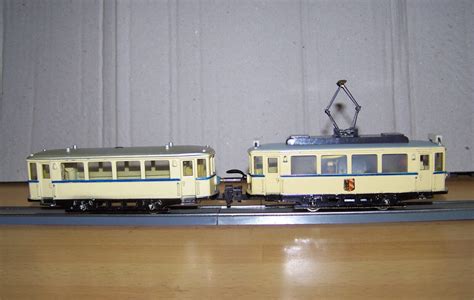 H Hamo Stra Enbahn Teilig Triebwagen Anh Nger Creme Blaue Linien