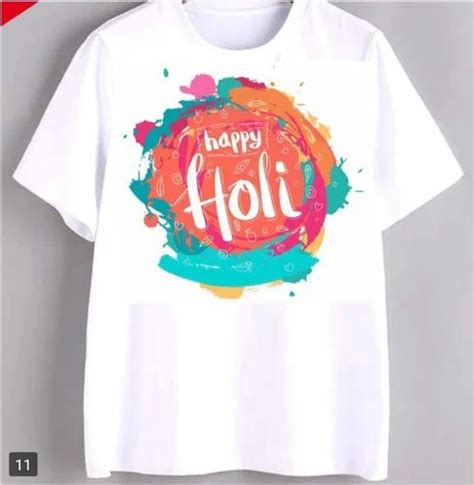 Round White Holi T Shirt Half Sleeves Printed At Rs 100 Piece In