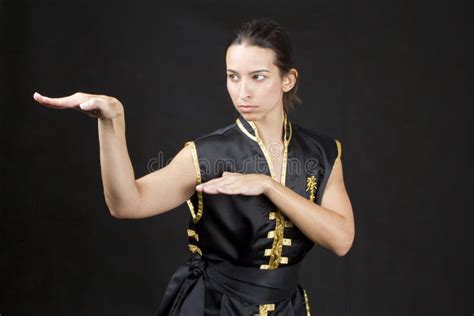 Mujer Que Practica Artes Marciales Foto De Archivo Imagen De Sano