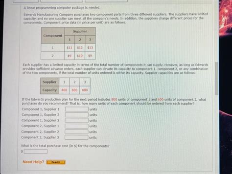 Solved A Linear Programming Computer Package Is Needed Chegg